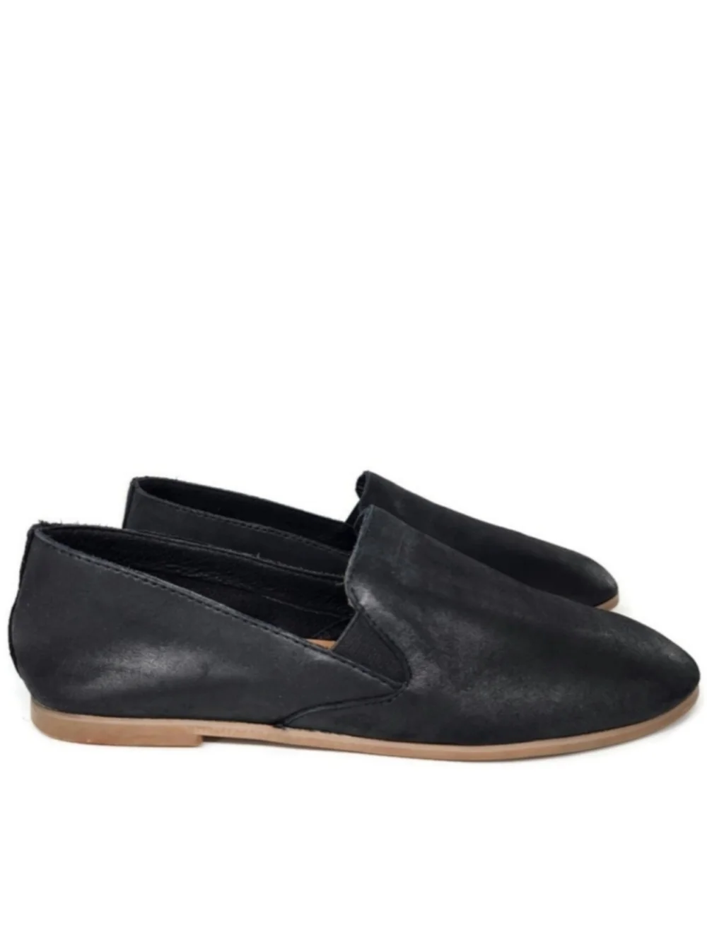 Lucky Brand Charsa 2 Soft Black Nubuck Leather Slip-On Loafer Flats